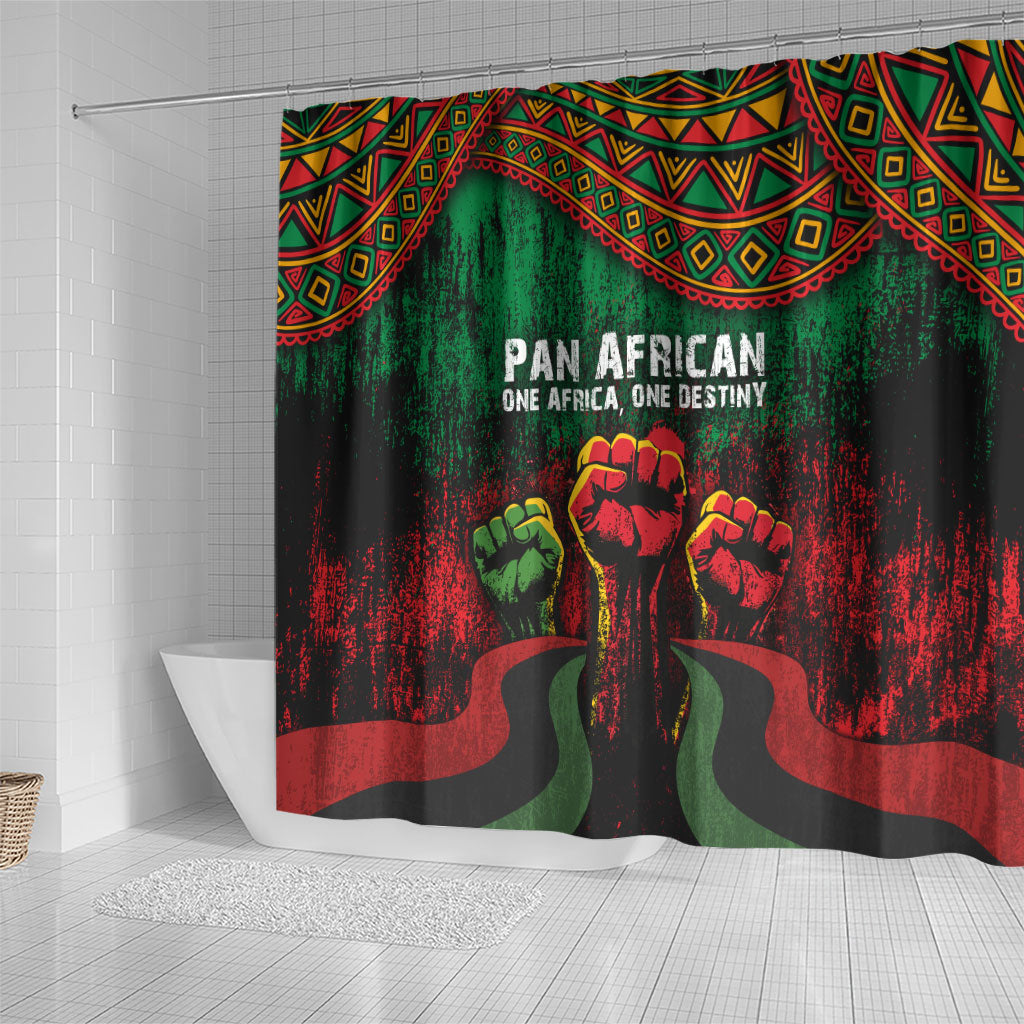 Pan African One Africa One Destiny Raised Fists Map Shower Curtain African Vintage Grunge Heritage Unity