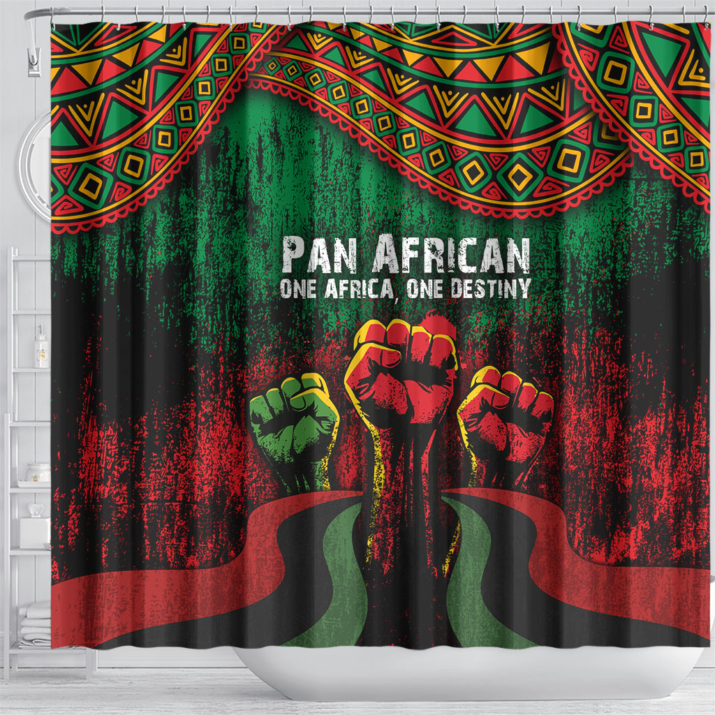 Pan African One Africa One Destiny Raised Fists Map Shower Curtain African Vintage Grunge Heritage Unity