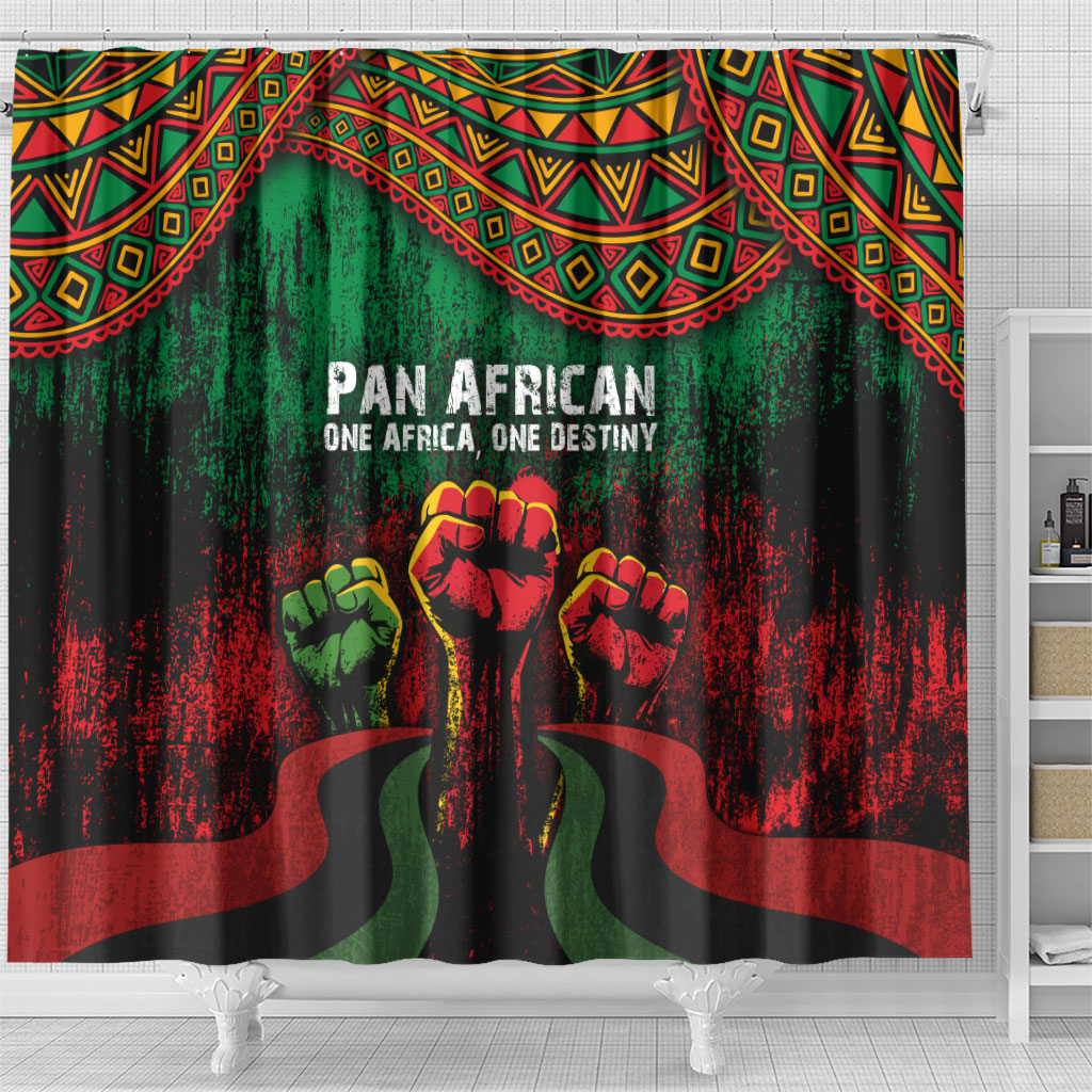 Pan African One Africa One Destiny Raised Fists Map Shower Curtain African Vintage Grunge Heritage Unity
