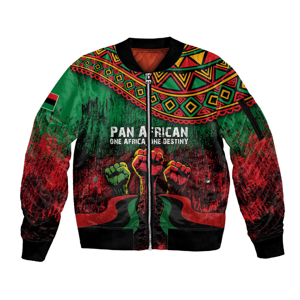 Pan African One Africa One Destiny Raised Fists Map Sleeve Zip Bomber Jacket African Vintage Grunge Heritage Unity