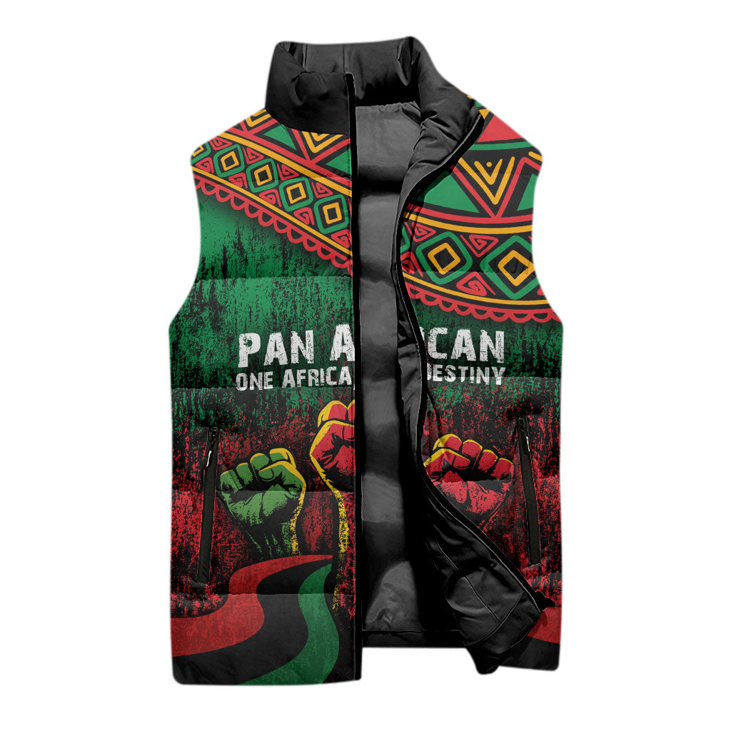 Pan African One Africa One Destiny Raised Fists Map Sleeveless Puffer Jacket African Vintage Grunge Heritage Unity