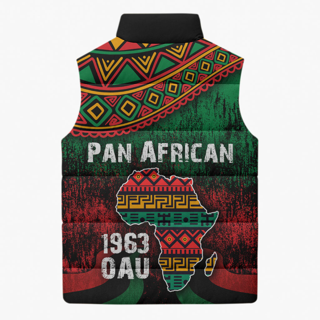 Pan African One Africa One Destiny Raised Fists Map Sleeveless Puffer Jacket African Vintage Grunge Heritage Unity