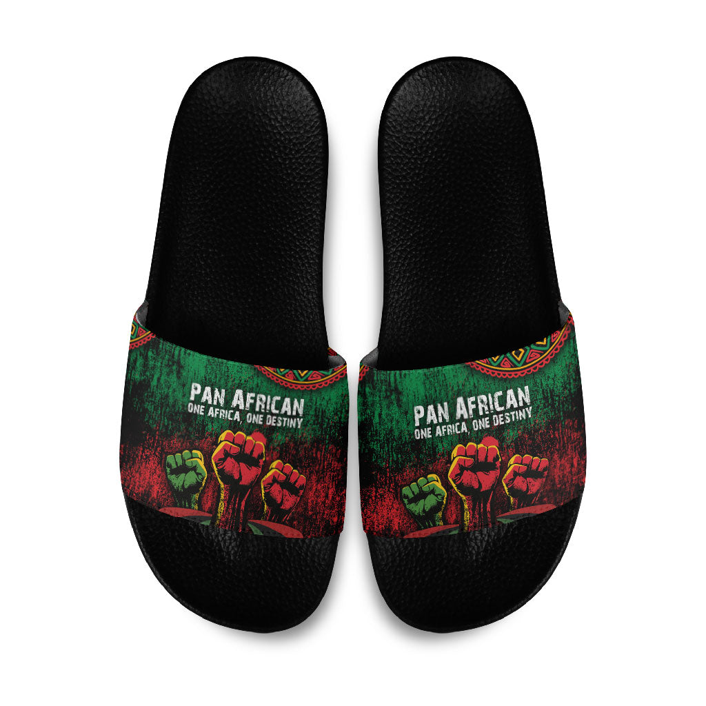 Pan African One Africa One Destiny Raised Fists Map Slide Sandals African Vintage Grunge Heritage Unity