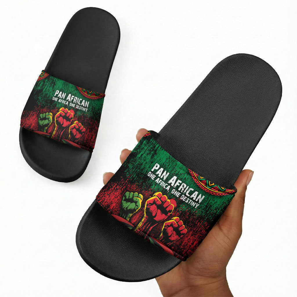 Pan African One Africa One Destiny Raised Fists Map Slide Sandals African Vintage Grunge Heritage Unity