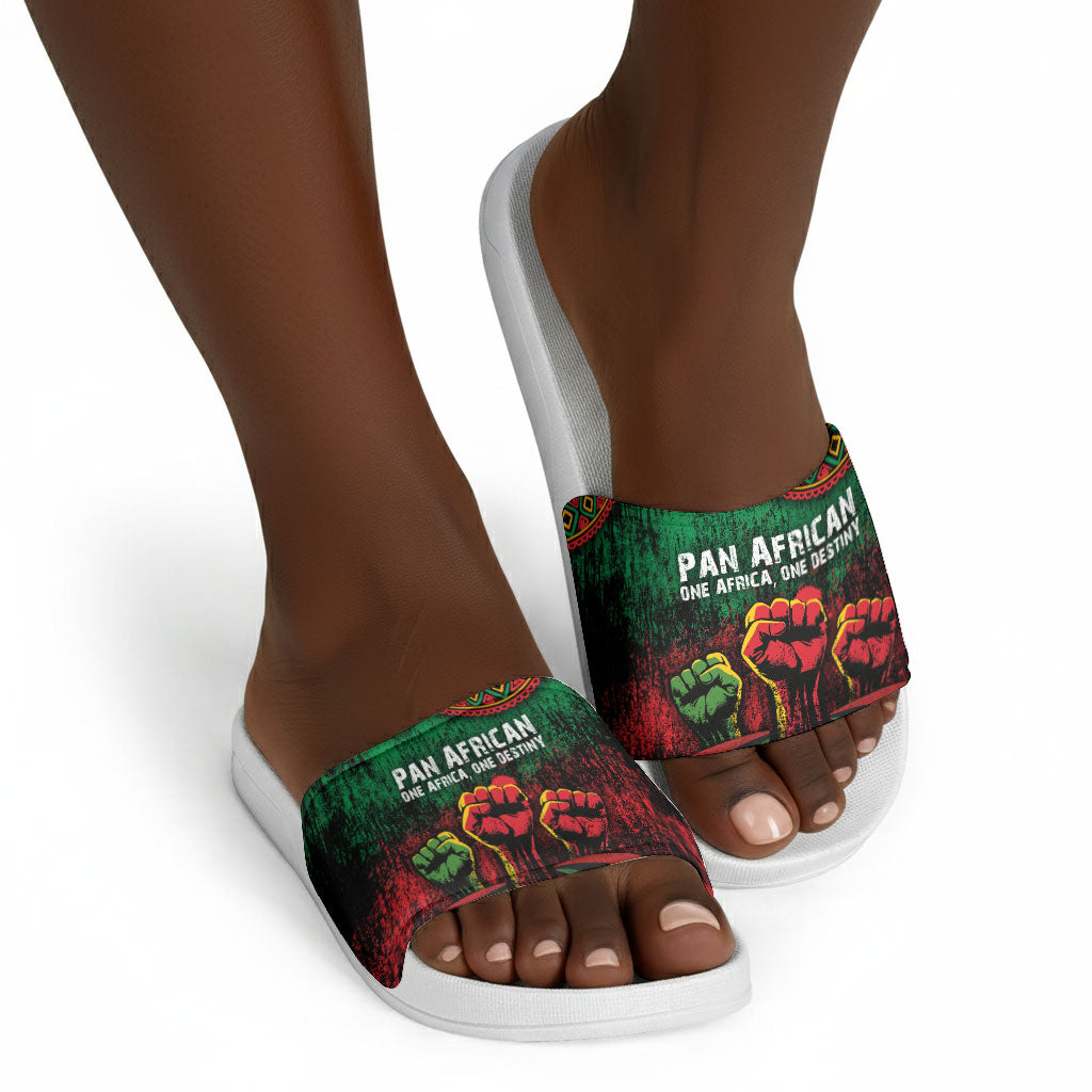 Pan African One Africa One Destiny Raised Fists Map Slide Sandals African Vintage Grunge Heritage Unity