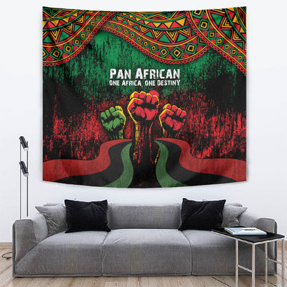 Pan African One Africa One Destiny Raised Fists Map Tapestry African Vintage Grunge Heritage Unity