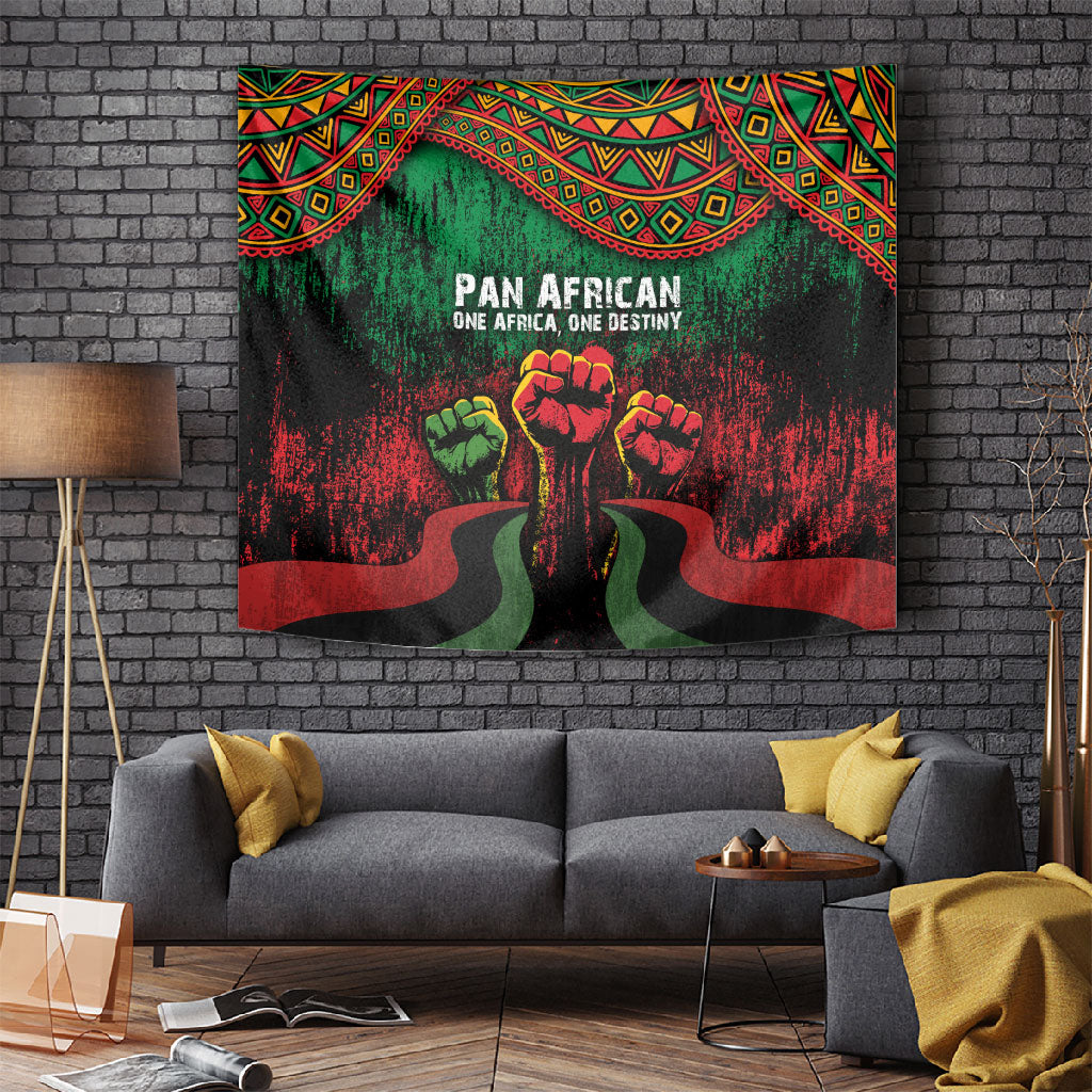 Pan African One Africa One Destiny Raised Fists Map Tapestry African Vintage Grunge Heritage Unity