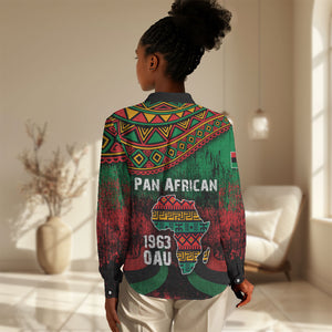 Pan African One Africa One Destiny Raised Fists Map Women Casual Shirt African Vintage Grunge Heritage Unity