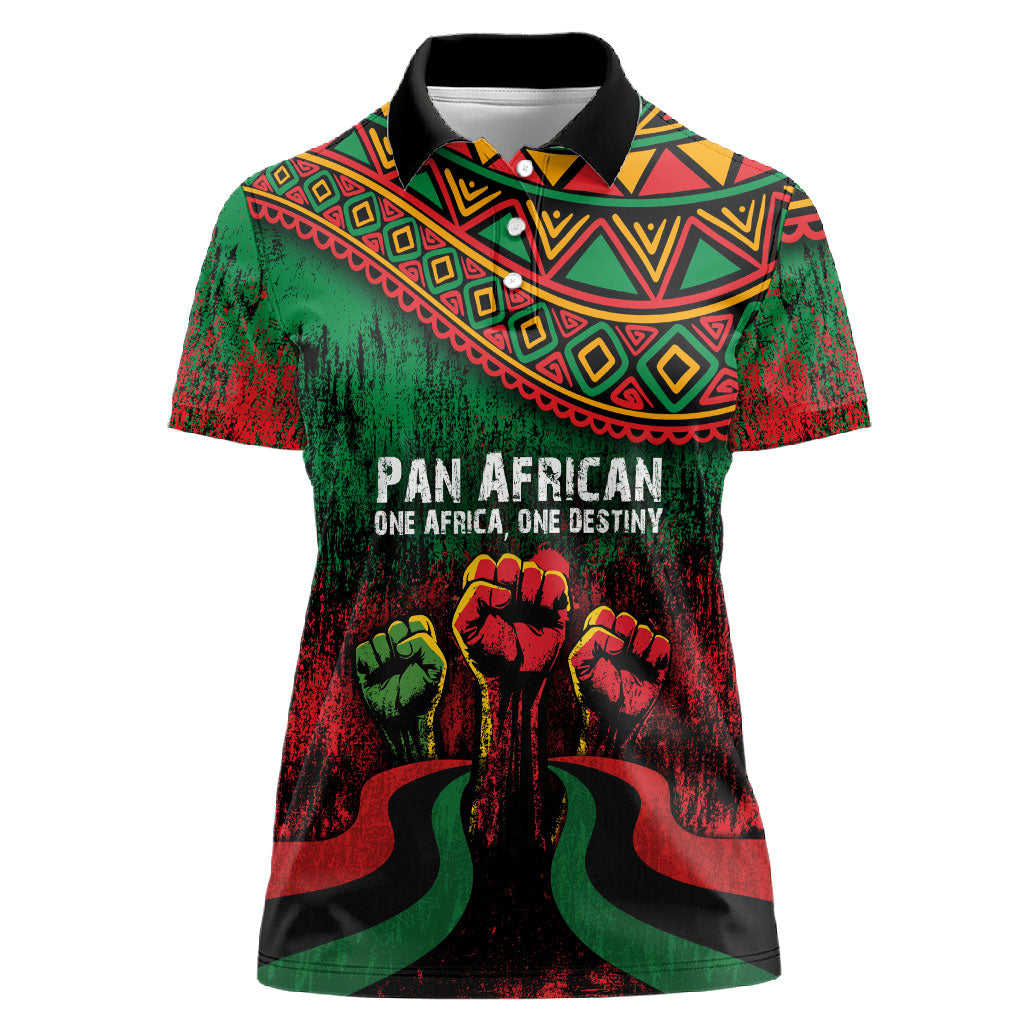 Pan African One Africa One Destiny Raised Fists Map Women Polo Shirt African Vintage Grunge Heritage Unity
