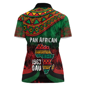 Pan African One Africa One Destiny Raised Fists Map Women Polo Shirt African Vintage Grunge Heritage Unity