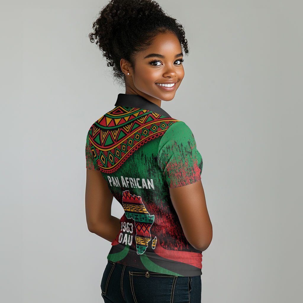 Pan African One Africa One Destiny Raised Fists Map Women Polo Shirt African Vintage Grunge Heritage Unity