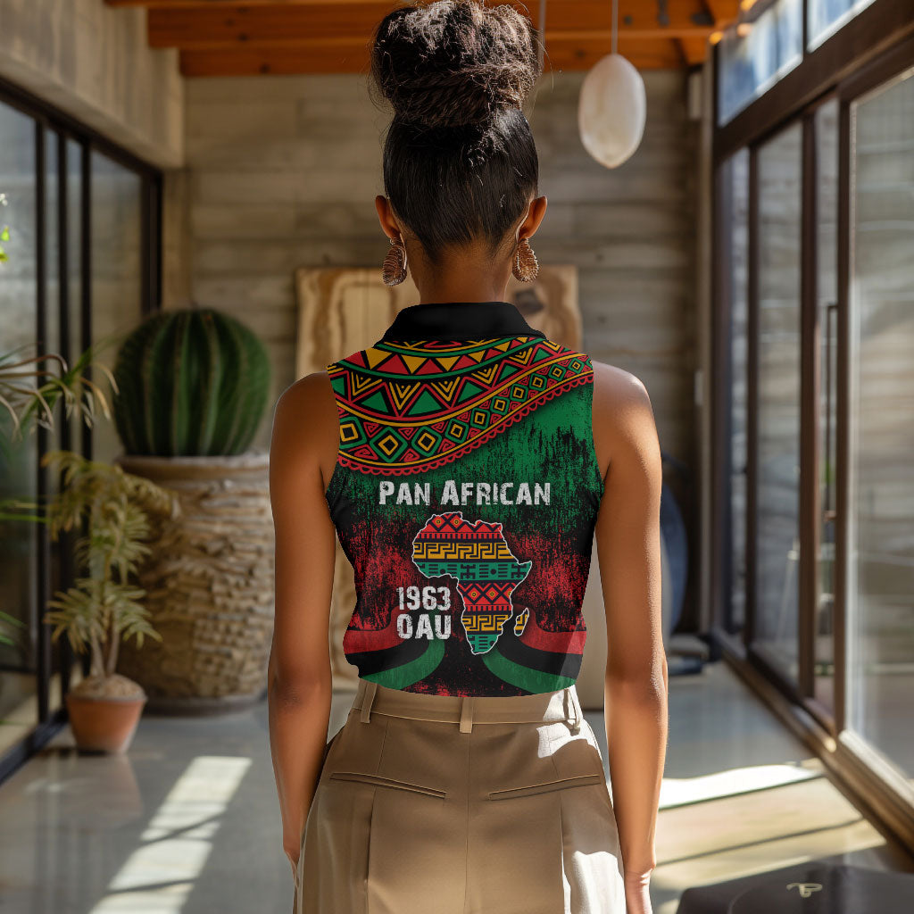 Pan African One Africa One Destiny Raised Fists Map Women Sleeveless Polo Shirt African Vintage Grunge Heritage Unity