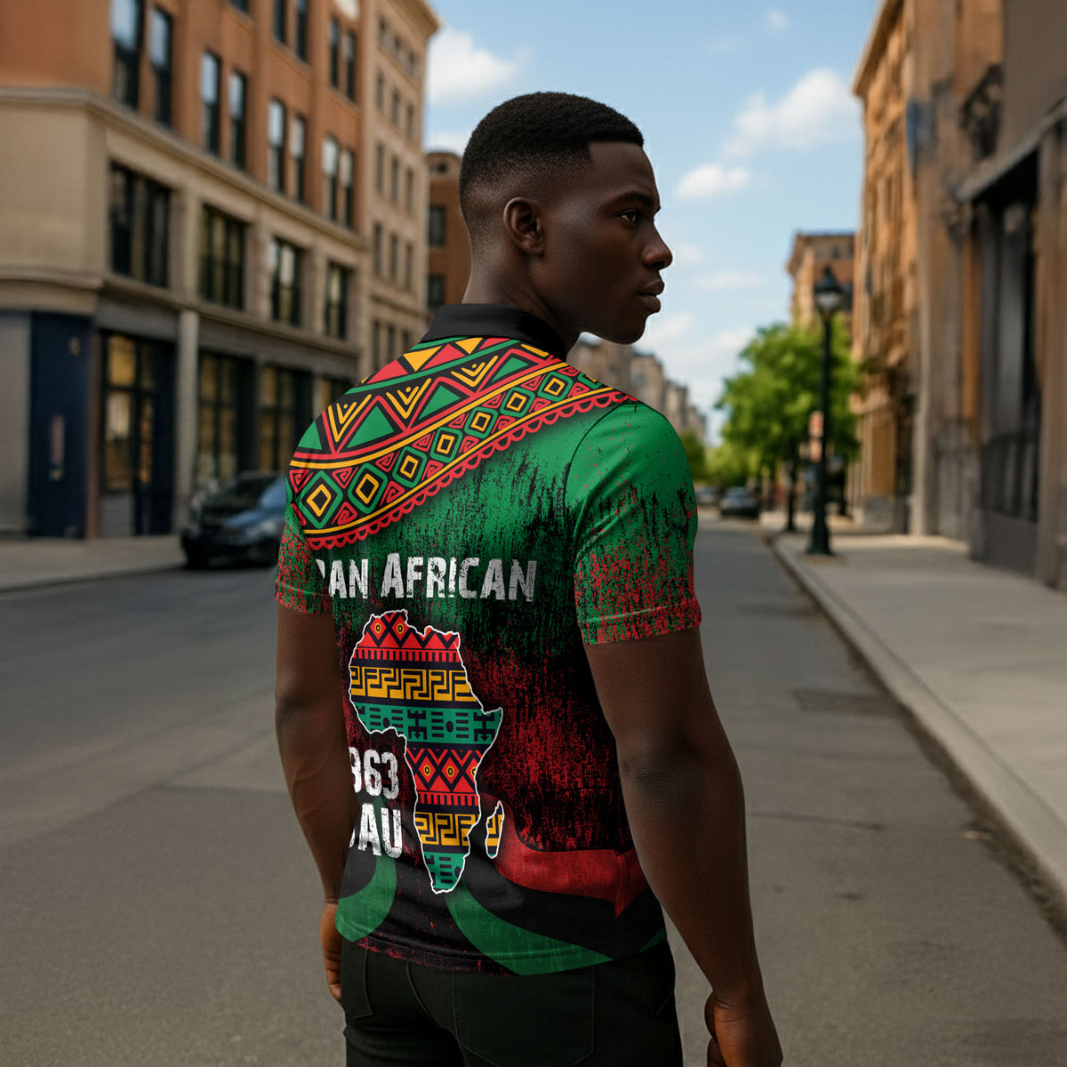 Pan African One Africa One Destiny Raised Fists Map Zipper Polo Shirt African Vintage Grunge Heritage Unity