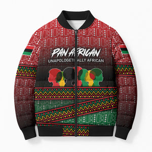 Unapologetically African Pan African Profile Bomber Puffer Jacket Black Liberation Tribal Geometric Africa Map Raised Fist