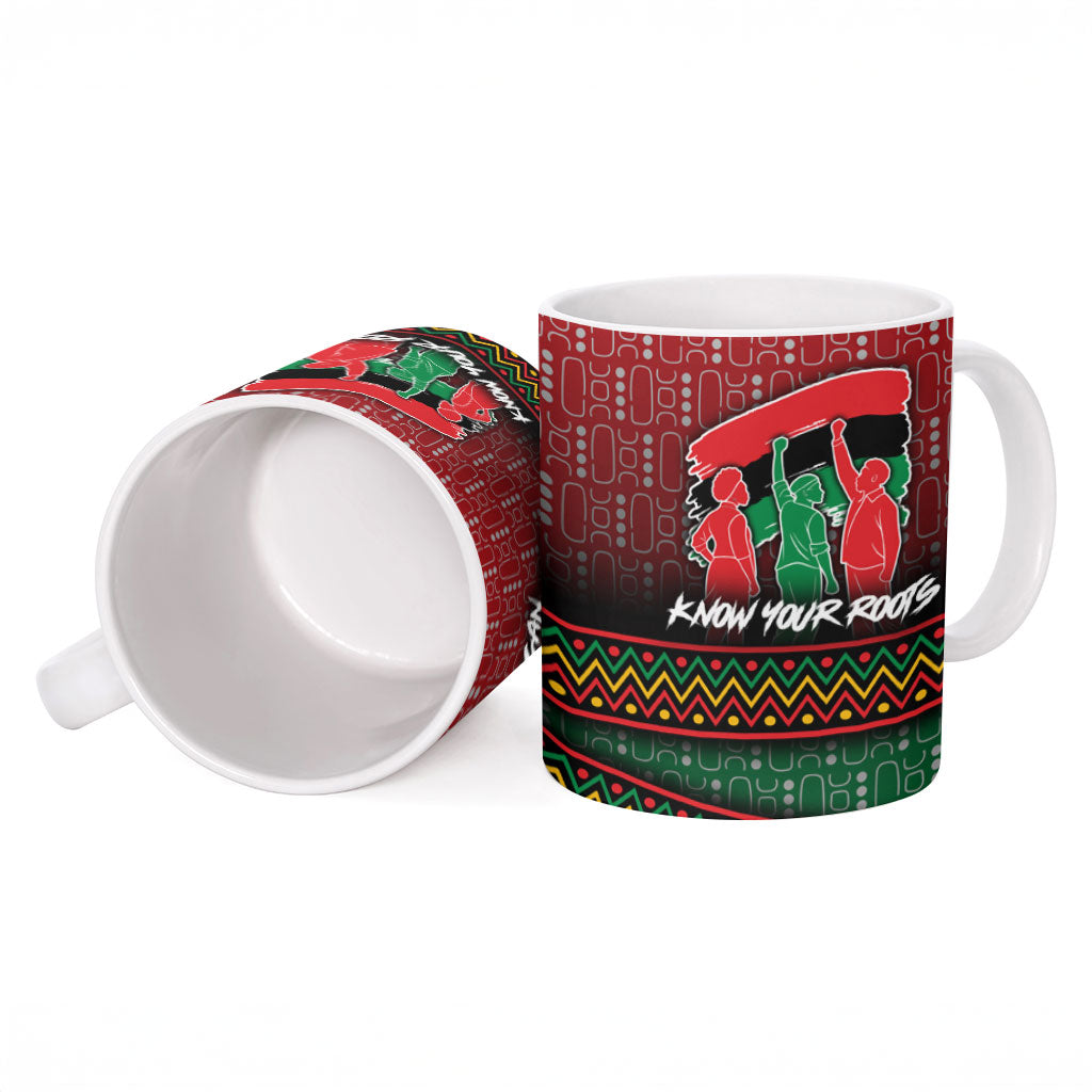 Unapologetically African Pan African Profile Ceramic Mug Black Liberation Tribal Geometric Africa Map Raised Fist
