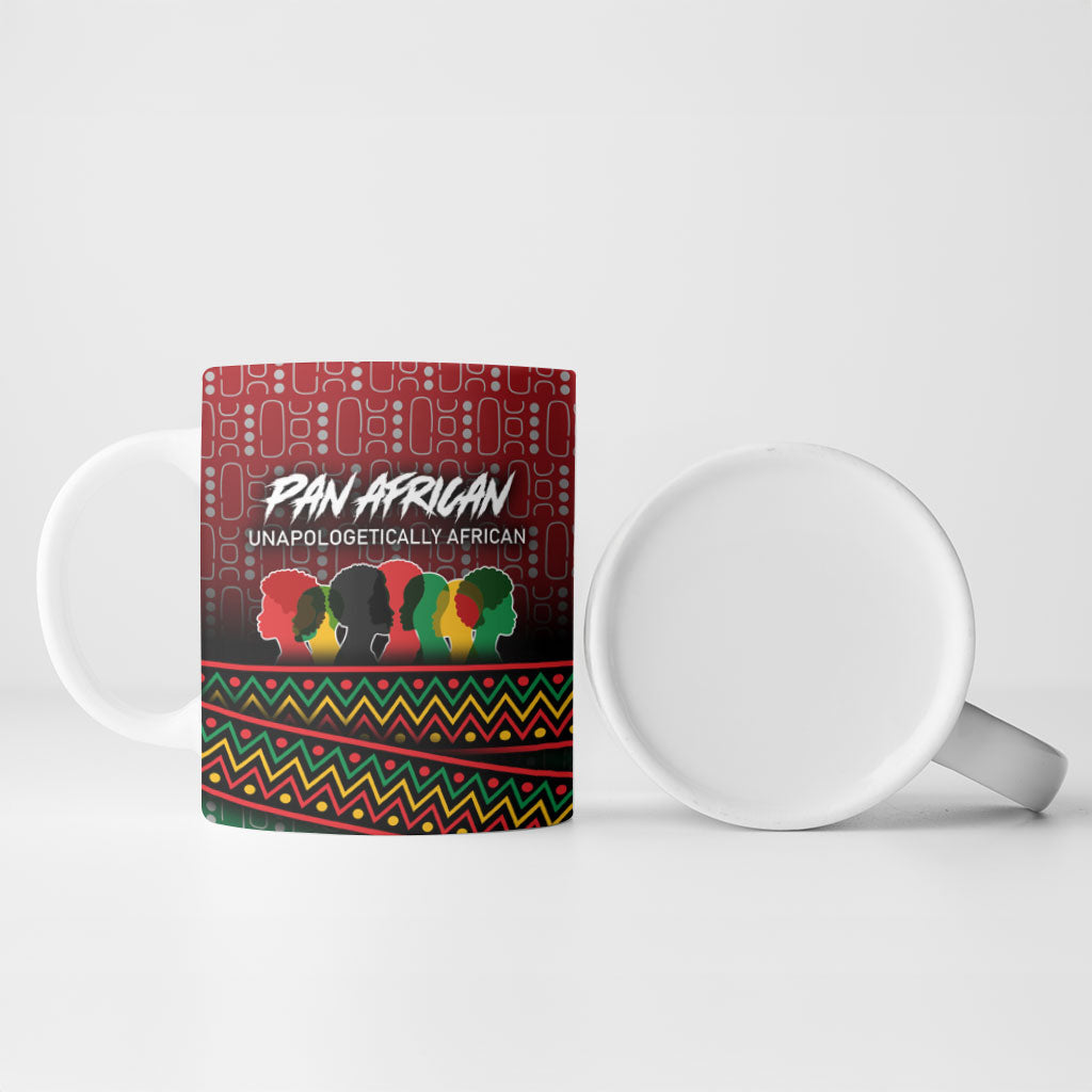 Unapologetically African Pan African Profile Ceramic Mug Black Liberation Tribal Geometric Africa Map Raised Fist