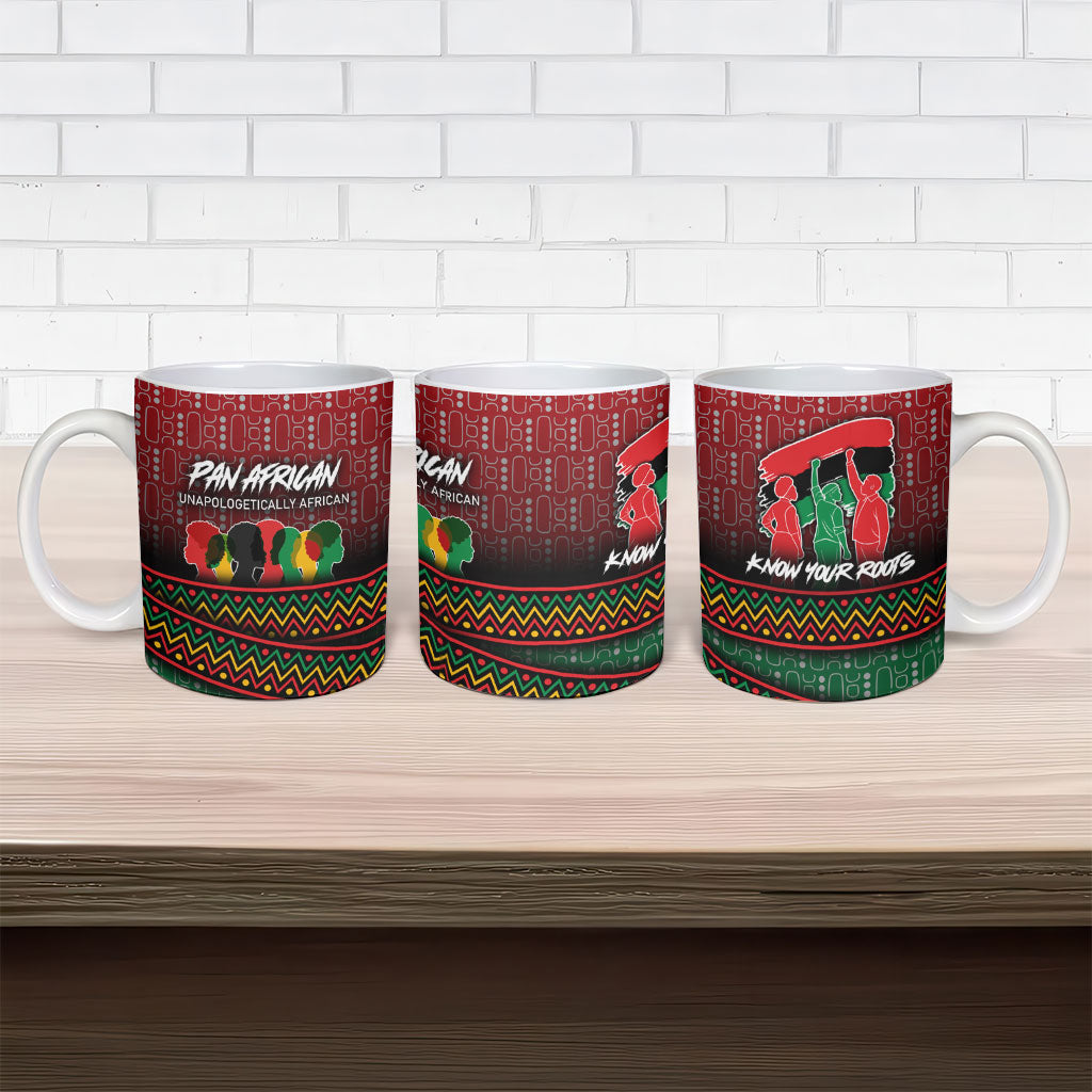 Unapologetically African Pan African Profile Ceramic Mug Black Liberation Tribal Geometric Africa Map Raised Fist