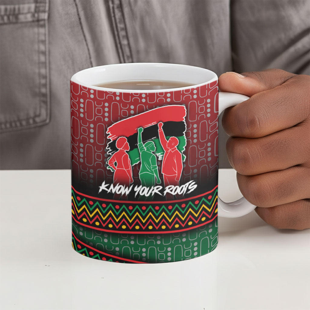 Unapologetically African Pan African Profile Ceramic Mug Black Liberation Tribal Geometric Africa Map Raised Fist