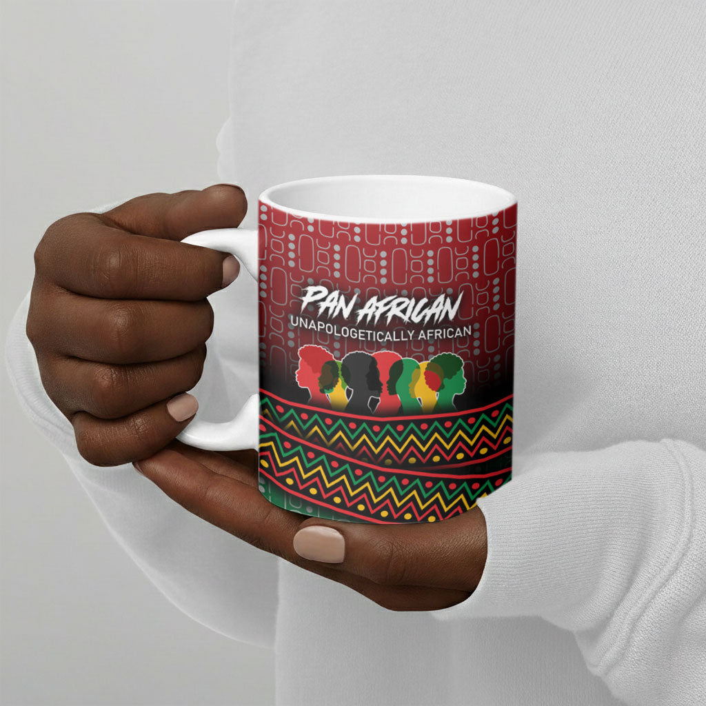 Unapologetically African Pan African Profile Ceramic Mug Black Liberation Tribal Geometric Africa Map Raised Fist