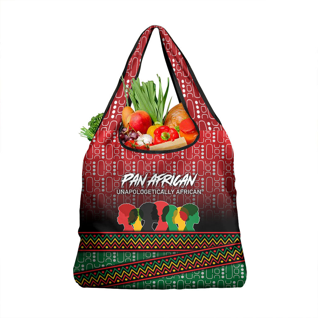 Unapologetically African Pan African Profile Grocery Bag Black Liberation Tribal Geometric Africa Map Raised Fist