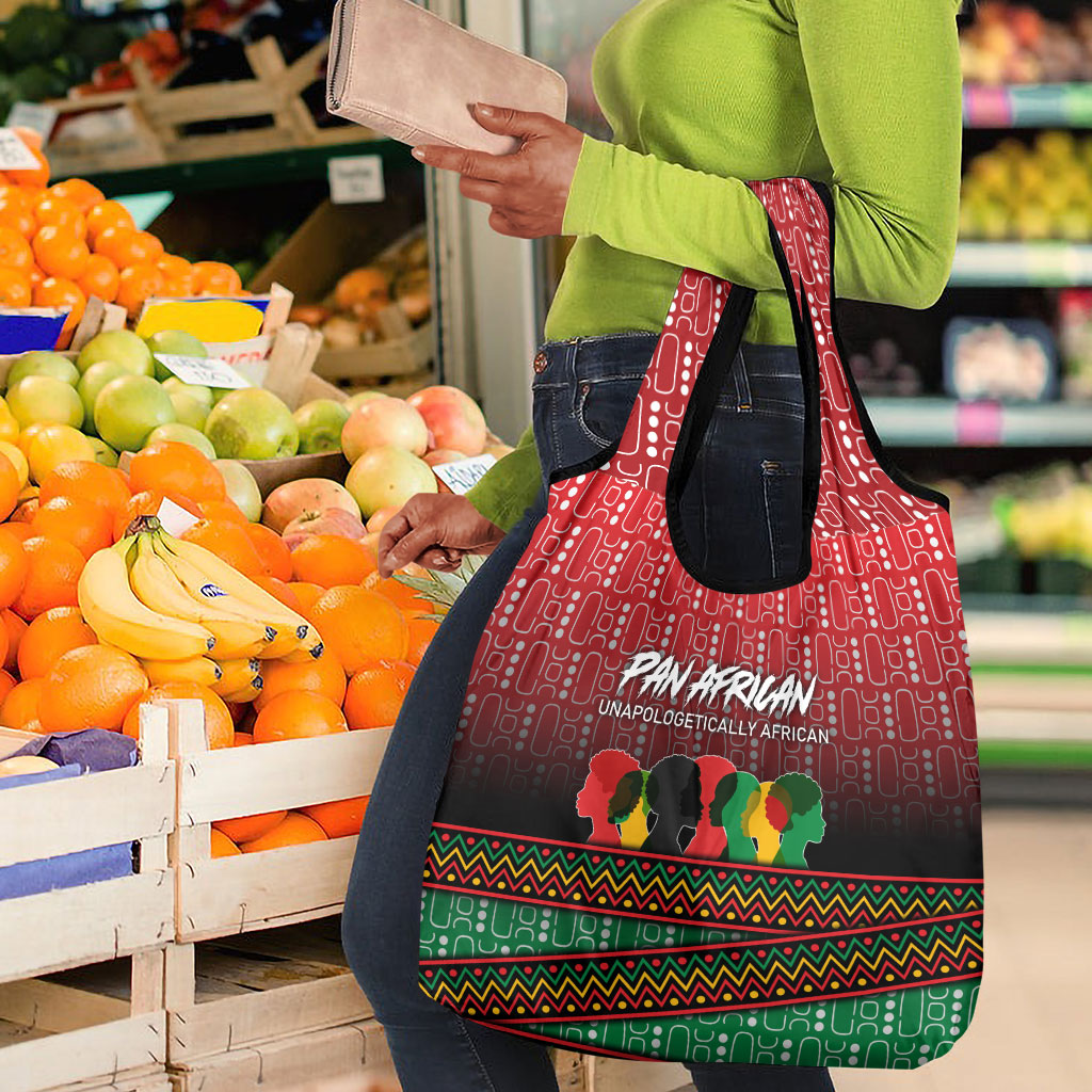 Unapologetically African Pan African Profile Grocery Bag Black Liberation Tribal Geometric Africa Map Raised Fist