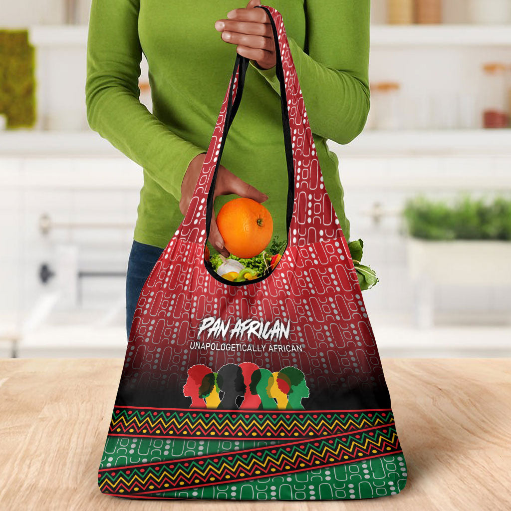 Unapologetically African Pan African Profile Grocery Bag Black Liberation Tribal Geometric Africa Map Raised Fist