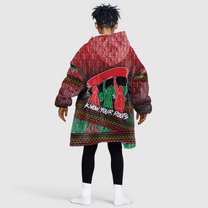 Unapologetically African Pan African Profile Kid Wearable Blanket Hoodie Black Liberation Tribal Geometric Africa Map Raised Fist
