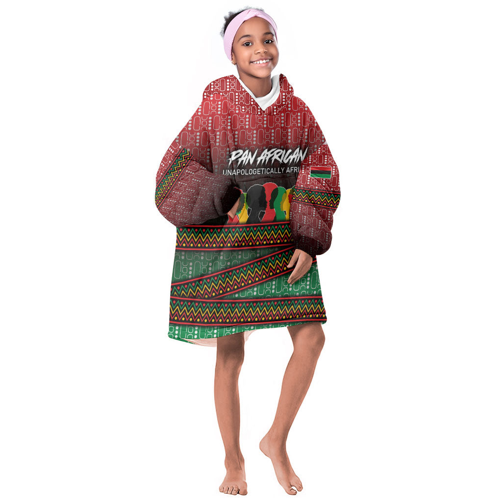 Unapologetically African Pan African Profile Kid Wearable Blanket Hoodie Black Liberation Tribal Geometric Africa Map Raised Fist