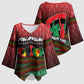 Unapologetically African Pan African Profile Kimono Sleeve Blouse Black Liberation Tribal Geometric Africa Map Raised Fist