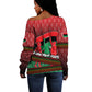 Unapologetically African Pan African Profile Off Shoulder Sweater Black Liberation Tribal Geometric Africa Map Raised Fist