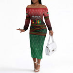 Unapologetically African Pan African Profile Off The Shoulder Long Sleeve Dress Black Liberation Tribal Geometric Africa Map Raised Fist