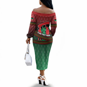 Unapologetically African Pan African Profile Off The Shoulder Long Sleeve Dress Black Liberation Tribal Geometric Africa Map Raised Fist