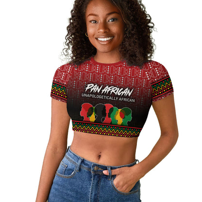 Unapologetically African Pan African Profile Raglan Cropped T shirt Black Liberation Tribal Geometric Africa Map Raised Fist