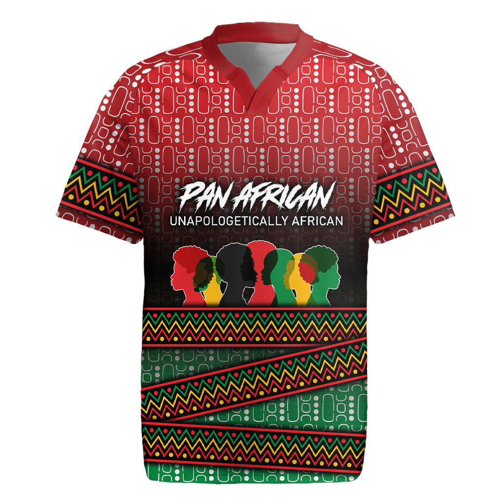 Unapologetically African Pan African Profile Rugby Jersey Black Liberation Tribal Geometric Africa Map Raised Fist
