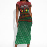 Unapologetically African Pan African Profile Short Sleeve Bodycon Dress Black Liberation Tribal Geometric Africa Map Raised Fist
