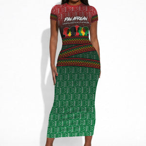 Unapologetically African Pan African Profile Short Sleeve Bodycon Dress Black Liberation Tribal Geometric Africa Map Raised Fist