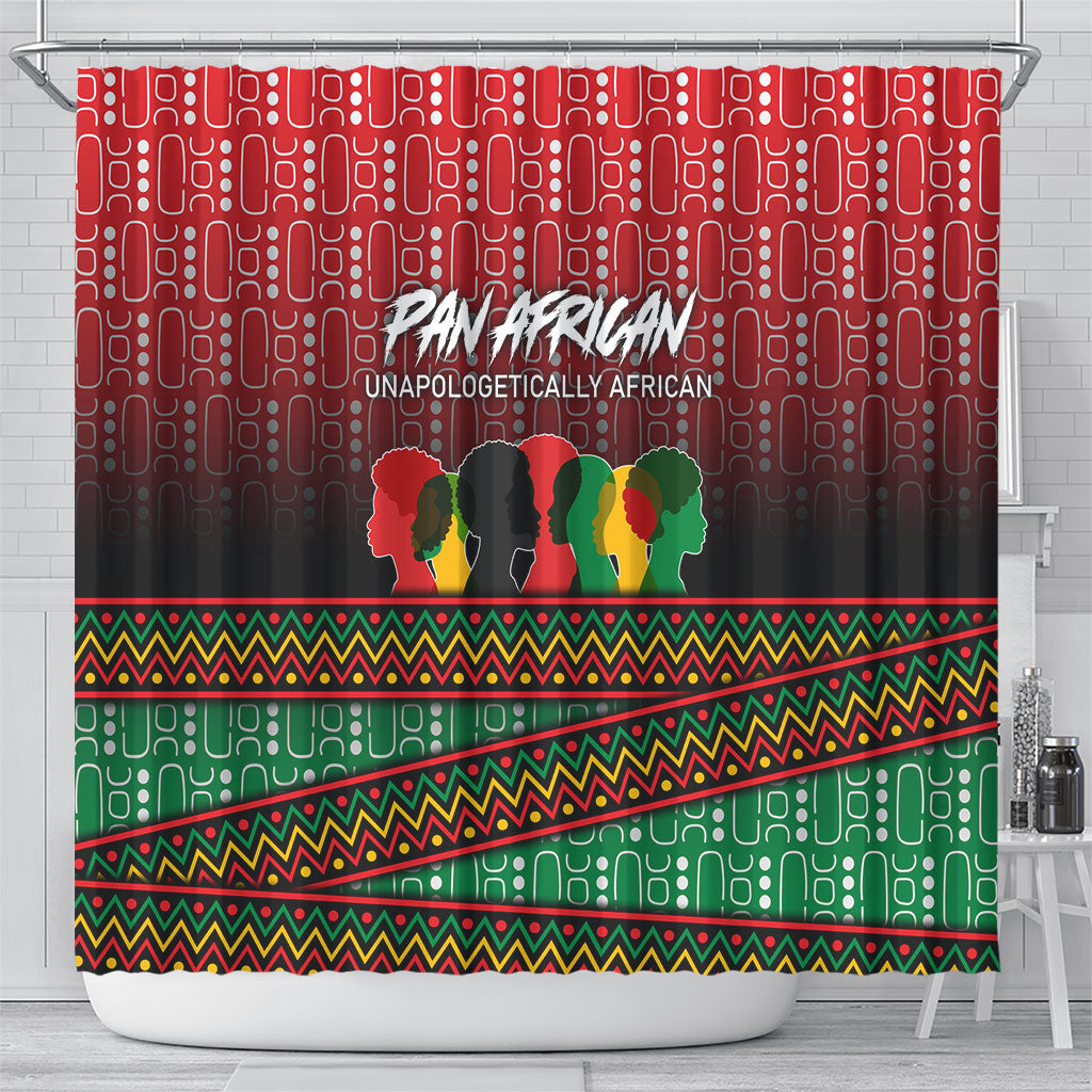 Unapologetically African Pan African Profile Shower Curtain Black Liberation Tribal Geometric Africa Map Raised Fist