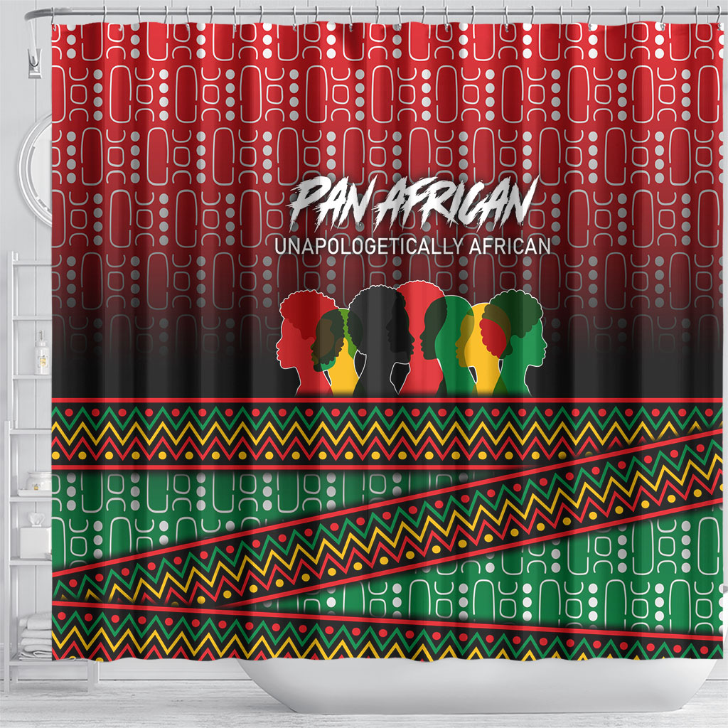 Unapologetically African Pan African Profile Shower Curtain Black Liberation Tribal Geometric Africa Map Raised Fist