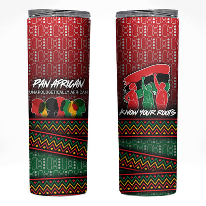 Unapologetically African Pan African Profile Skinny Tumbler Black Liberation Tribal Geometric Africa Map Raised Fist
