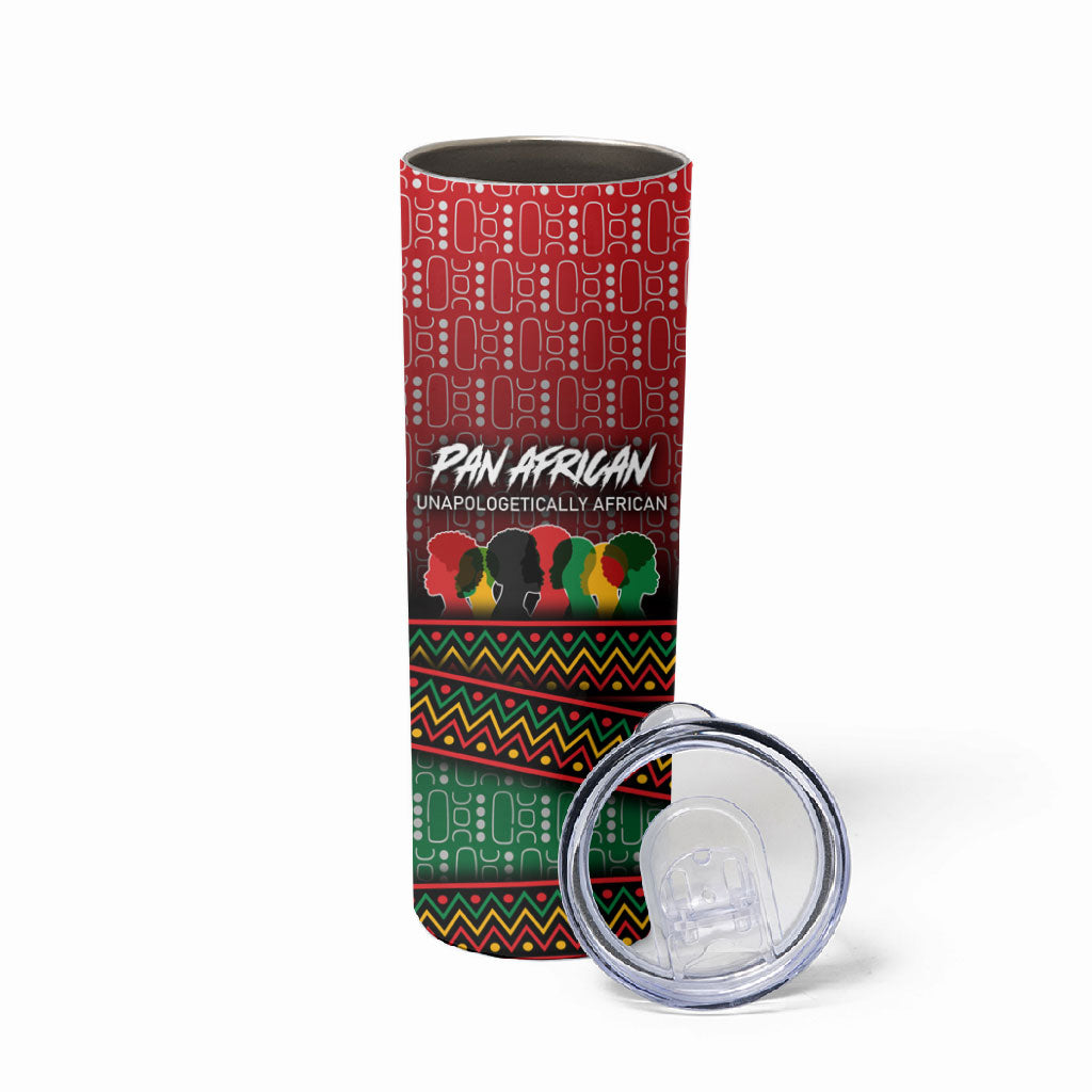 Unapologetically African Pan African Profile Skinny Tumbler Black Liberation Tribal Geometric Africa Map Raised Fist