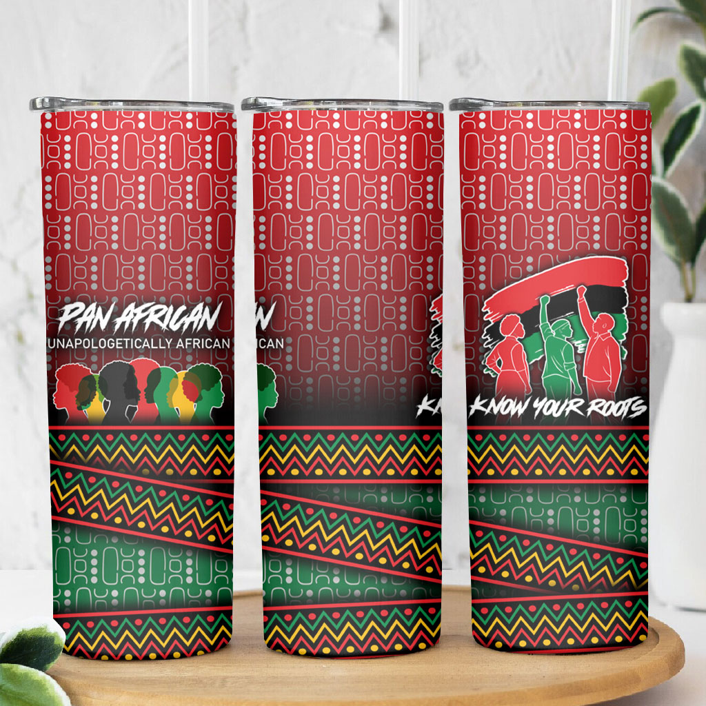 Unapologetically African Pan African Profile Skinny Tumbler Black Liberation Tribal Geometric Africa Map Raised Fist