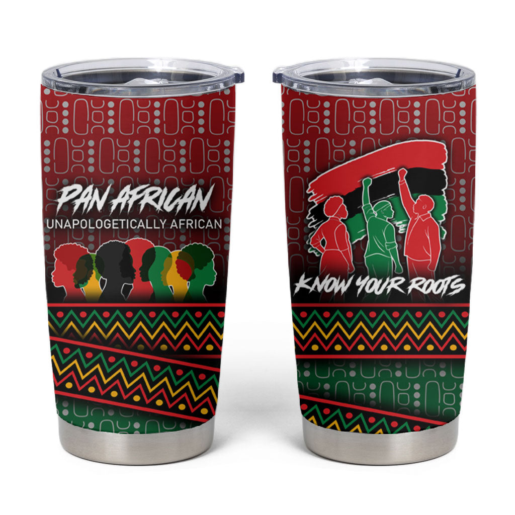 Unapologetically African Pan African Profile Tumbler Cup Black Liberation Tribal Geometric Africa Map Raised Fist