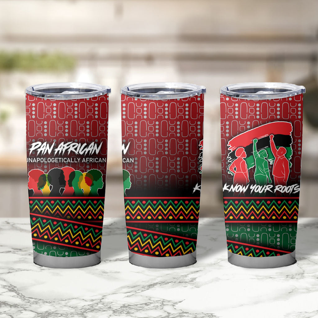 Unapologetically African Pan African Profile Tumbler Cup Black Liberation Tribal Geometric Africa Map Raised Fist