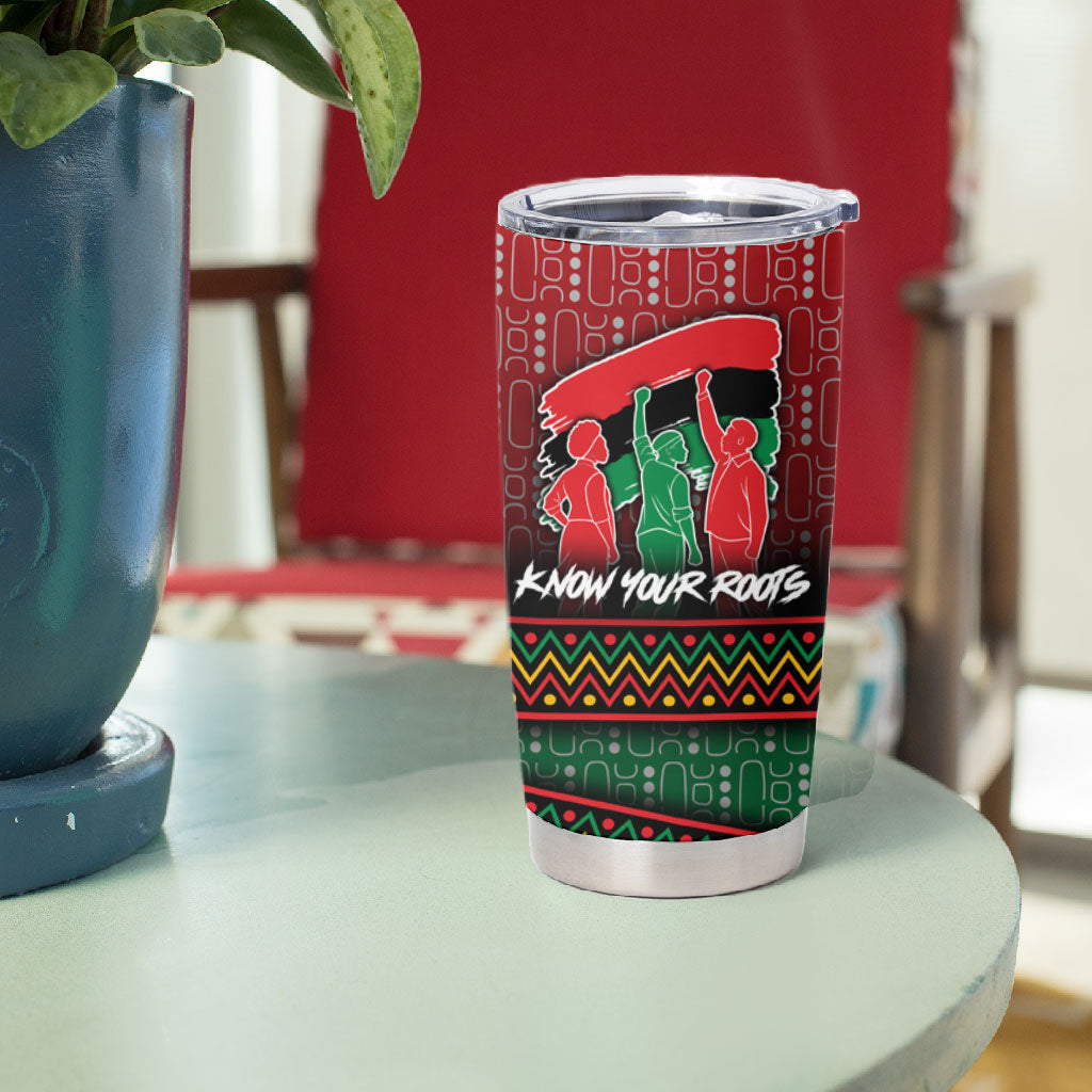 Unapologetically African Pan African Profile Tumbler Cup Black Liberation Tribal Geometric Africa Map Raised Fist