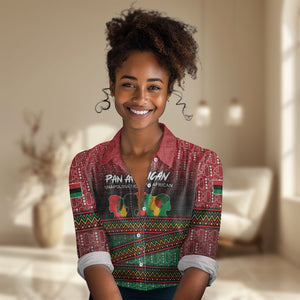 Unapologetically African Pan African Profile Women Casual Shirt Black Liberation Tribal Geometric Africa Map Raised Fist