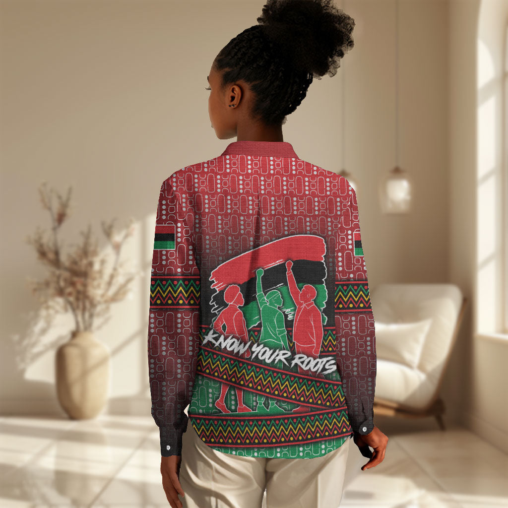 Unapologetically African Pan African Profile Women Casual Shirt Black Liberation Tribal Geometric Africa Map Raised Fist