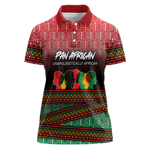 Unapologetically African Pan African Profile Women Polo Shirt Black Liberation Tribal Geometric Africa Map Raised Fist