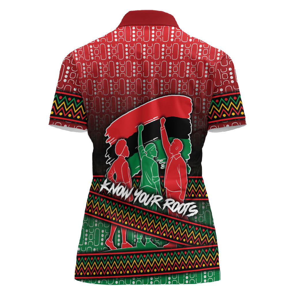 Unapologetically African Pan African Profile Women Polo Shirt Black Liberation Tribal Geometric Africa Map Raised Fist