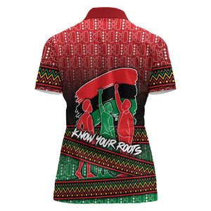 Unapologetically African Pan African Profile Women Polo Shirt Black Liberation Tribal Geometric Africa Map Raised Fist