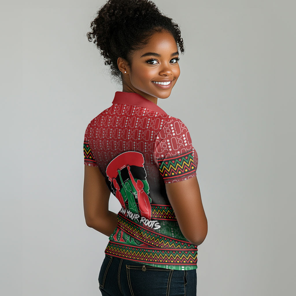 Unapologetically African Pan African Profile Women Polo Shirt Black Liberation Tribal Geometric Africa Map Raised Fist